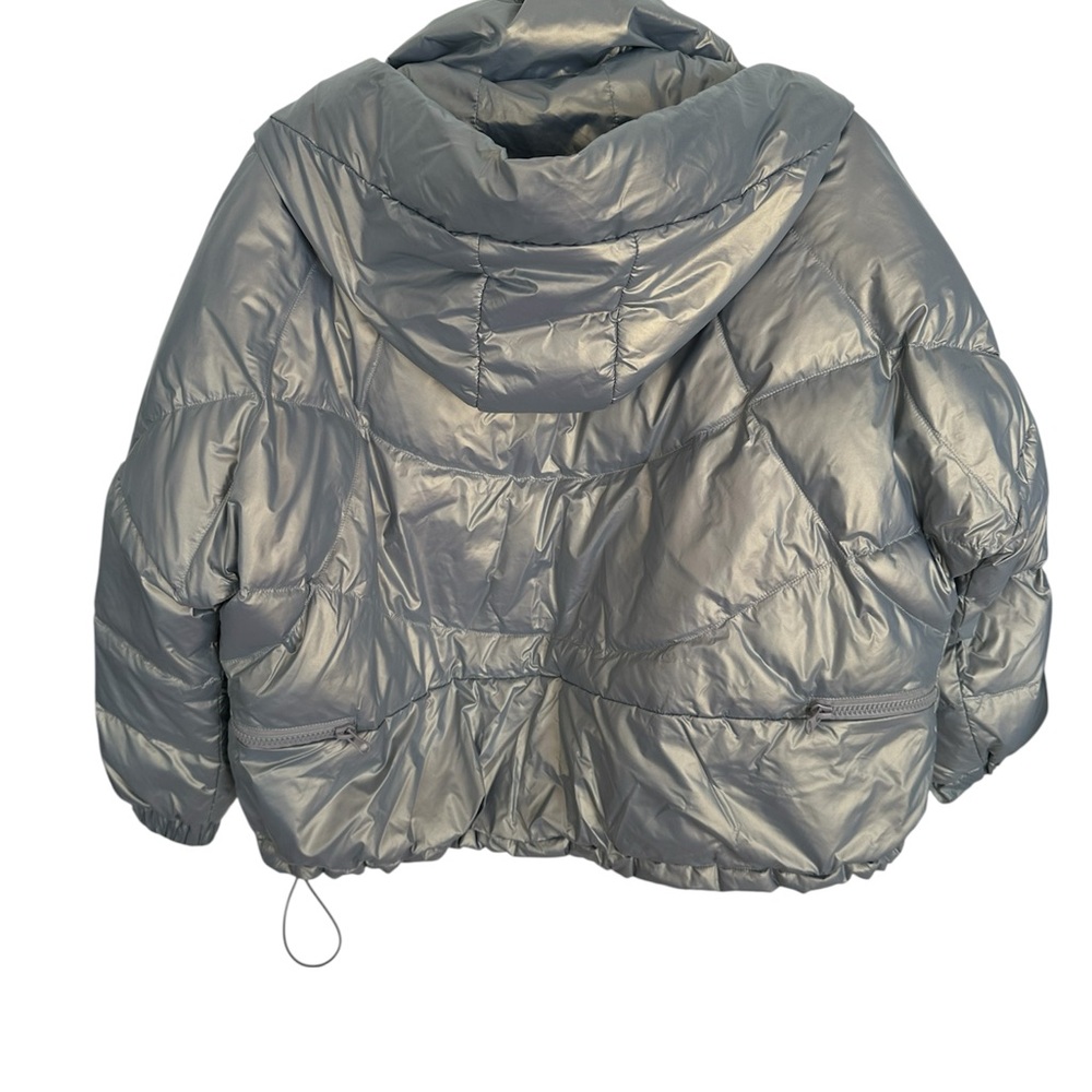 Lattier 100% Down Silver Puffer | Gorpcore Techwear Scandinavian Minimalist sz M - Picture 3 of 10